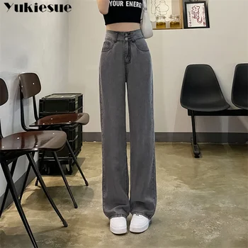 Y2k улично облекло естетически прилив жени реколта дизайн изрязани дънки деним дълъг панталон глезена дължина панталони пролетта корейска мода