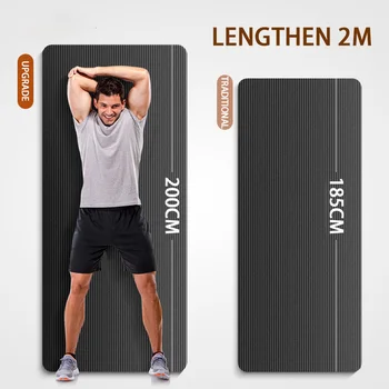 200X90cm Плюс размер мъже фитнес мат начинаещ мек NBR 15/20MM йога мат удебелени фитнес упражнения постелки с каишка за носене и чанта
