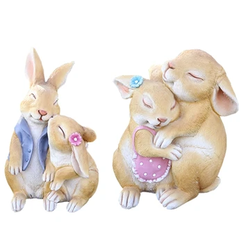 Деликатни статуи на зайци фигурки за домашна или офис великденска украса
