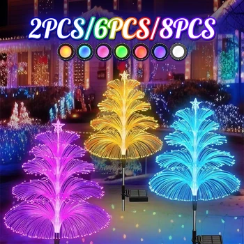 Слънчеви медузи светлини LED Коледа оптични светлини открит водоустойчив пътека Коледа декор двор градина тревата кол светлини