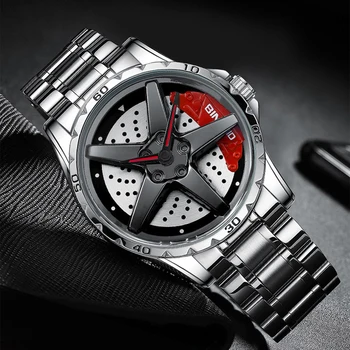 BINBOND мода ротация джанта главина кварцов часовник за мъже неръждаема стомана водоустойчив кола колело мъжки часовници топ марка луксозен часовник