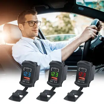 USB зарядно за кола гнездо многофункционално зареждане PD QC двупортови зарядни устройства за мобилни телефони за ATV Auto Convertible Car RV Automotive