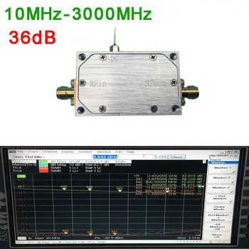 10M-3GHz 36dB Усилване NF: 1.5 RF широколентов нисък шум МОЩНОСТ усилвател ЗА HF FM VHF UHF HAM Радио DC 12V