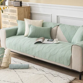 Всекидневна диван капак памук диван възглавница Nordic плътен цвят диван възглавница нехлъзгащ диван кърпа L-образен диван защитен калъф