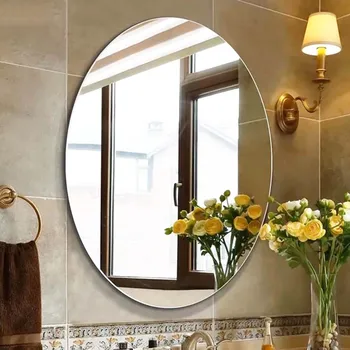 Акрилни огледални стикери за стена Огледални отразяващи повърхности овални квадратни акрилни стикери Ror баня хол стена декорация на дома