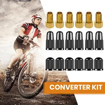 1 Комплект Presta адаптер за клапани & Капачки за гуми за велосипеди Конвертиране на Presta на френски в САЩ Напомпайте гумата за стандартна помпа & прах от въздушен компресор-