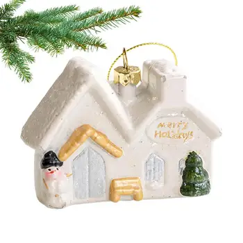 Коледа Атмосферни декори Мини къща Снежинки Малка къща висулка творчески Коледа творчески подаръци за коледно дърво врати