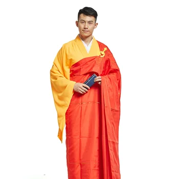 Червен цвят Възрастни Будистки монах Облекло за медитация Монаси Изповед Дълга рокля Haiqing Монк дрехи наметало