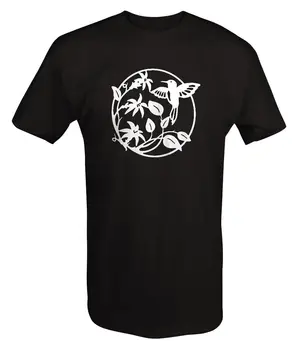 T Shirt -Колибри на цветя Листа дълги ръкави