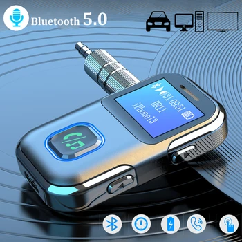 Car 2 в 1 безжичен Bluetooth 5.0 приемник 3.5mm Auto Aux стерео аудио музикален адаптер Handfree слушалки микрофон адаптер Комплекти за кола