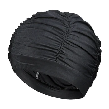  Шапка за къпане Плувна шапка 15,5 см 32,5-70 см Обиколка на главата Висока еластична дълга шапка за коса Водна спортна тюрбан шапки гореща продажба