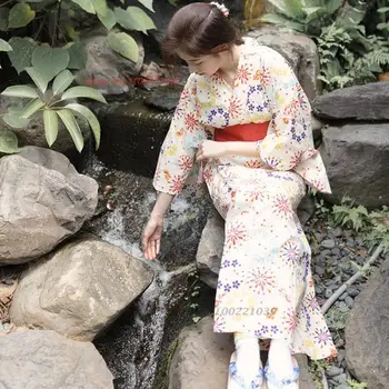 2024 японски жени реколта рокля кимоно роба национален цвете печат кимоно рокля традиционен кимоно юката японска рокля