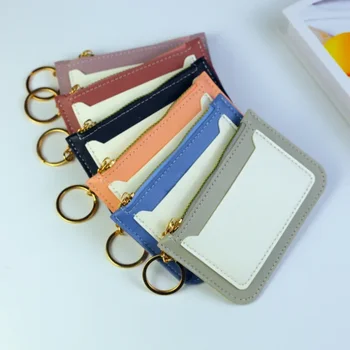 корейска версия на новата дамска чанта за карти Дамска проста чанта компактен цип плътен цвят клип за визитка
