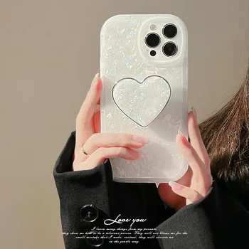 Glitter Shell Hand Love Phone Case за iphone 1413 12 PRO MAX 13 12mini xs xs xs 7 8 Plus SE 2020 капкоустойчив мек калъф