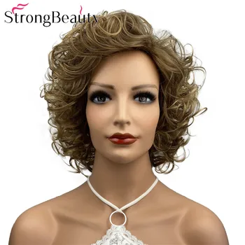 StrongBeauty къдрава синтетични перуки къси жени перука топлоустойчиви capless коса