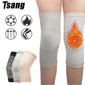 1 чифта наколенки самонагряващи се еластични превръзки коляното подкрепа протектор за артрит на краката спортно облекчение плетени ръкави подложки топло