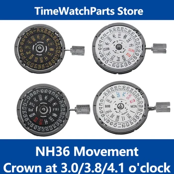 Japan Original NH36 Automatic Movement Crown at 3.8/4.1 oclock Точност на самозабърсване 24 Jewels Движение Day-Date Watch Case Части