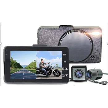 mini Двоен обектив 3.0inch full hd камера огледало за обратно виждане видео мотоциклет камера рекордер