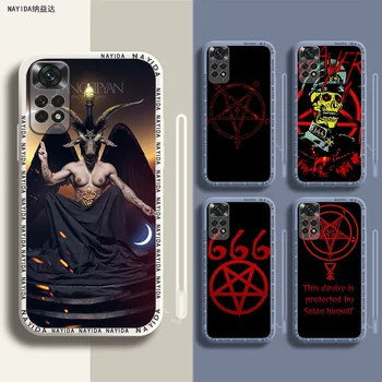 Калъф за телефон за Xiaomi Redmi Note 12 11 12S Pro Plus 12c 11a 4G 5G мек силиконов капак пентаграм 666 демоничен сатанински черен