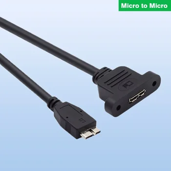 Micro USB3.0 Female To USB 2.0 3.0 Тип A B C Микро / Мини мъжки удължителен кабел Micro-B 3.0 Кабел за данни на твърдия диск с отвор за винт