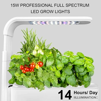 Хидропоника система за отглеждане пълен спектър LED расте светлина закрит градина отглеждане комплект с 3 семена шушулки за дома кухня (САЩ щепсел)