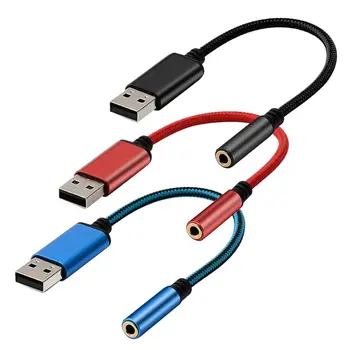  плетен кабелен адаптер USB към 3,5 мм кабел за слушалки Aux кабелен адаптер