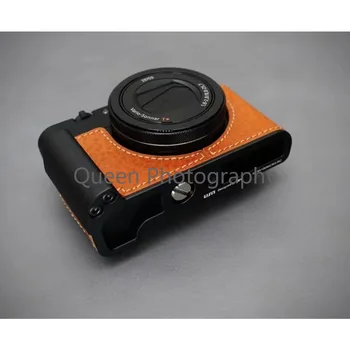 Естествена кожа телешка камера чанта тялото случай за SONY RX100 M7 RX100VII защитна ръкав кутия база ръчна работа фото аксесоари