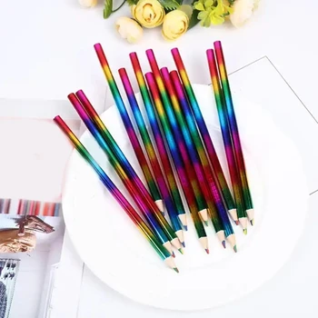 12 броя Дъгови моливи Детски цветни моливи 4 в 1 Цветни моливи за рисуване Оцветяване Скициране Моливи