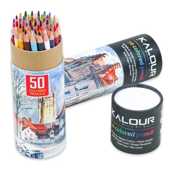50pcs професионални цветни моливи комплект, мека гладка сърцевина художник оцветяване молив за рисуване живопис и смесване