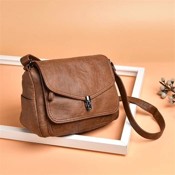 Реколта мека кожа жени чанти за рамо Луксозни чанти Дамски чанти Дизайнерски малки чанти за жени 2021 Messenger чанта