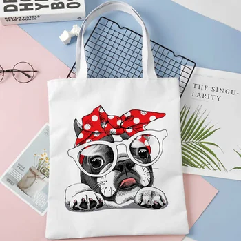 карикатура очила сладко куче филм любов илюстрация пазарска чанта чанта платно рамо чанта дама голям капацитет чанта платно платно чанта