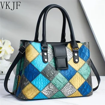 2023 Голям капацитет жени Totes чанта пачуърк дизайн чанти за жени дами рамо пазарски чанти геометричен цвят чанти