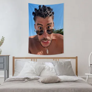 Bad Bunny хип-хоп певец гоблен Y2K стена висящи спалня декор естетически персонализирани дизайн