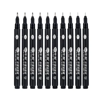 Sipa 8Pcs черна тънка облицовка писалки мини лайнер Fineliner рисуване писалки за художник илюстрация техническо чертане офис документи