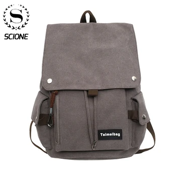 Scione ретро платно раници мода случайни пътуване чанта студент ученически чанти голям капацитет мъже раница K491