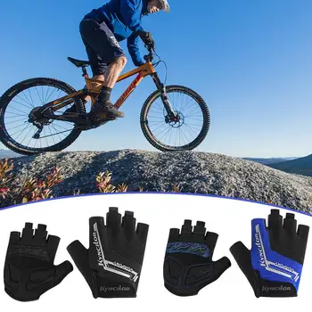 Половин пръст Ръкавици за колоездене Спортни велосипедни ръкавици Ръкавици за велосипеди Дишащи подплатени ръкавици за колоездене Противоплъзгащи шокови абсорбиращи