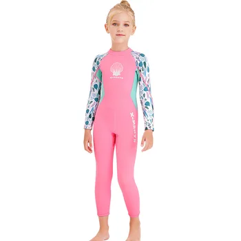 Детски неопренов костюм 2.5MM Едно парче дълъг ръкав топло гмуркане бански костюми момичета гмуркане гмуркане сърф бански слънцезащитен костюм медузи костюм