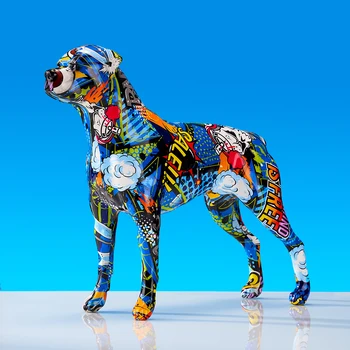 Creative Colorful Art Animal Rottweiler Resin Crafts Декорация на дома Цвят Модерен Simple Decoracion Hogar Moderno Орнаменти