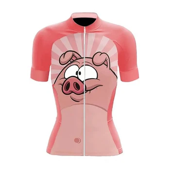Свински жени Колоездене Джърси с къс ръкав Велосипедна риза Облекло за велосипеди Облекло за планински пътища Колоездене Racing MTB облекло