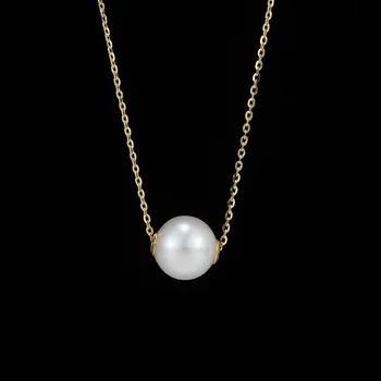 Истински естествени сладководни перли кръгла форма висулка огърлица 8-925 стерлинги сребро класически модни бижута подаръци за жени