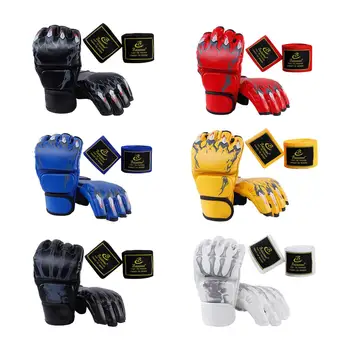 Боксови ръкавици с половин пръст Защитна екипировка Предпазител за ръце Удароустойчиви MMA ръкавици за бойни изкуства Боксова круша Обучение Кикбокс