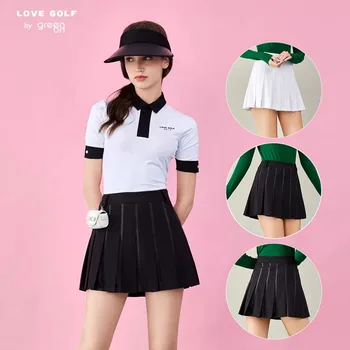 Love Golf Slim Sports Skort Women Summer Anti-empty Golf A-lined Skirt Ladies High Waist Tennis Pleated Skirt with Inner Shorts