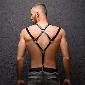 Gay Rave Harness Faux Leather Mens Bondage Shoulder Body Chest Harness Belt Muscle Fetish Bdsm Bondage Straps Hombre Sex Toys