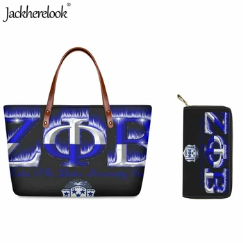 Jackherelook Случайни модни дами рамо чанта нов Hot Phi бета Sigma женски клуб голям капацитет чанта PU портфейл 2бр / комплект мъкна