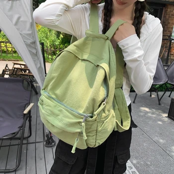 Нов стилен женски жени платно цип дизайн случайни раница раница раменете чанта жена дама чанта пътуване packsack книга чанта
