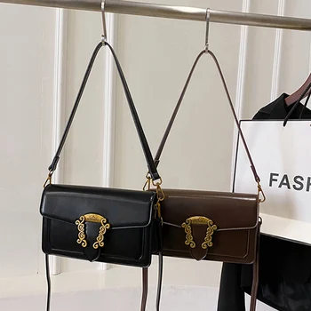 2024 нов дизайн ретро френски стил твърди PU жени рамо чанта класически квадрат малък crossbody чанта дама облекло универсален мъкна