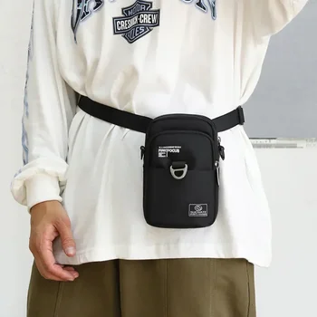 Fashion 3 слоя мъже малка чанта за рамо висококачествена трайна найлонова мъжка чанта преносима чанта за пратеник клапа мини талия чанта