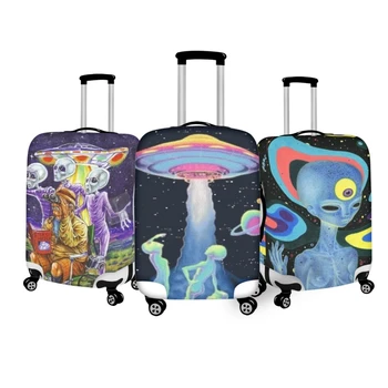 Смешни извънземни печат пътуване багаж покритие миещи се трайни багаж защитна втулка се вписва 18''-32'' инчов куфар количка капак