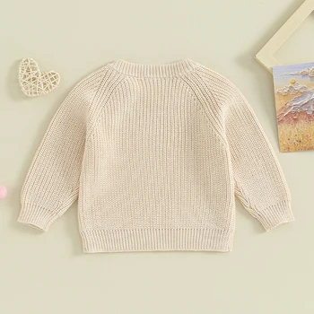 Малко дете бебе момче плета пуловер жилетки плътен цвят дълъг ръкав топло пуловер бебе трикотаж пролетни дрехи