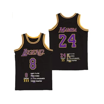 БГ Баскетболни фланелки LEGEND 24 MAMBA Jersey Дигитален печат Висококачествен спорт на открито Пет шампиона жълто черно 2023 Ново